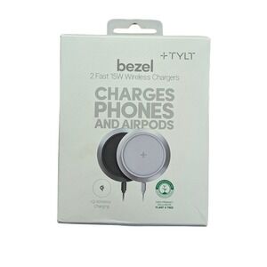 V9-N TYLT Bezel 2 Fast 15W Wireless Chargers For Phones And Airpod Black+White